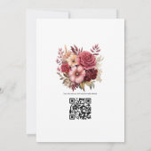 ブラウン、マルーン、サーモンフローラ秋の結婚式 招待状 (裏面)