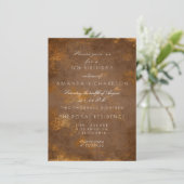 ブラウン マロン セピア ディストレス グランジ ゴールド 誕生日 招待状 (スタンド正面)