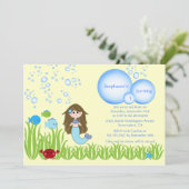 ブラウン·マーメイドのかわいい女の子の誕生日パーティーの招待 招待状 (スタンド正面)