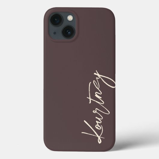 ブラウン ミニマリスト スクリプト 名前入り Case-Mate iPhoneケース (裏面)