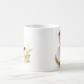 ブラウン・ミニマル結婚リスト氏・夫人・2赤いハート コーヒーマグカップ (中央)