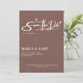ブラウン ミニマル ボヘミアンの結婚式 セーブザデート (スタンド正面)