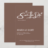ブラウン ミニマル ボヘミアンの結婚式 セーブザデート (正面/裏面)