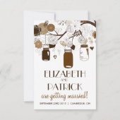 ブラウン メイソンジャーと花 秋の受付カード 招待状 (裏面)