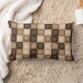 ブラウン モダン ボヘミア アーチ 幾何学 アステカ パターン ランバークッション (ブランケット)