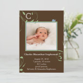 ブラウン モノグラム カタツムリ 男の子 誕生発表 案内状 (スタンド正面)