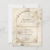 ブラウン モノトーンとホワイト ローズ ゴールド フレーム 出欠カード (裏面)