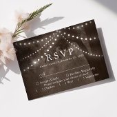 ブラウン・ラスティック・ツリー・ストリング・ライト・ウェディングRSVP 出欠カード