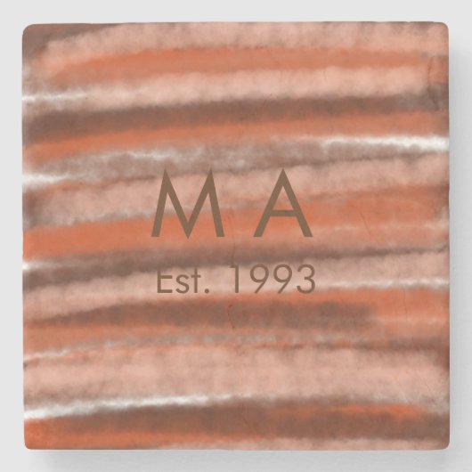 ブラウン ラスティック ボホ 名前 年 日付 テキストを追加 ストーンコースター (正面)