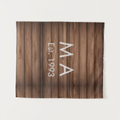 ブラウン ラスティック ボホ 追加 名前 文字 年 日付 テキスト タペストリー (正面(横))