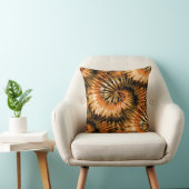 ブラウン&ラスト絞り染めスターバストスパイラルレトロ クッション (椅子)