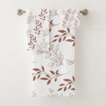 ブラウン レッド レトロ ビンテージ リーフ パターン