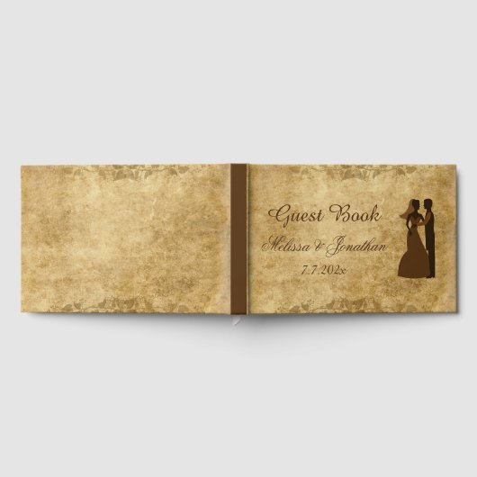 ブラウン・ヴィンテージの結婚式の新郎新婦 ゲストブック (全面)