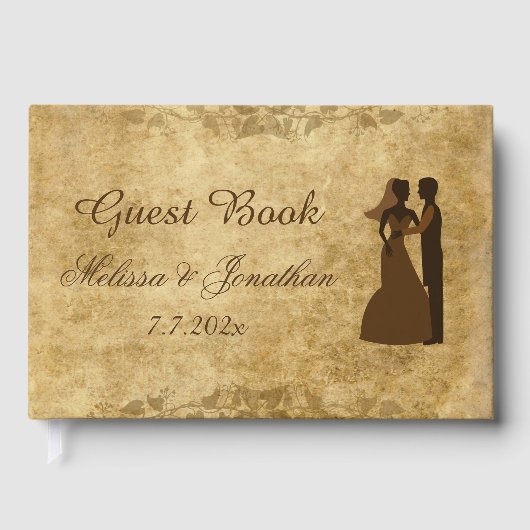 ブラウン・ヴィンテージの結婚式の新郎新婦 ゲストブック (正面)