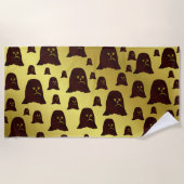 ブラウン，幽霊，ヒープ，顔，金，光沢，パターン， ビーチタオル (正面)