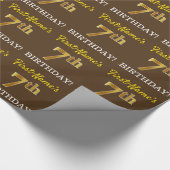 ブラウン、模倣金ゴールドルック"7誕生日" ラッピングペーパー (角)