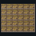 ブラウン、模倣金ゴールド見る"40th BIRTHDAY" ラッピングペーパー<br><div class="desc">このラッピング紙デザインは、「FirstName's 40th BIRTHDAY!」のようなメッセージを備え、「40th」は金ゴールドのような色の外観を持つフェイク/模倣ののような。名前は茶色でカスタマイズあり、背景は茶色である。40歳の誕生日に贈り物を包む与え際に使われるかもしれない。[～Z0000180]</div>