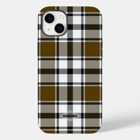 ブラウン、白黒のプレイドアイフォンケースHAMbWG Case-Mate iPhoneケース (裏面)