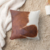 ブラウン、白、牛プリント クッション (ブランケット)