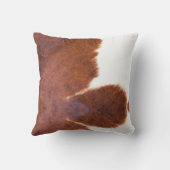 ブラウン、白、牛プリント クッション (裏面)