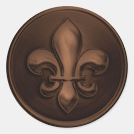 ブラウン（紋章の）フラ・ダ・リ封筒用シールエンボスルック ラウンドシール