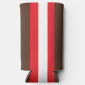 ブラウン、赤と白ストライプ スリム缶クーラー (正面)