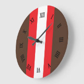ブラウン、赤と白ストライプ ラージ壁時計 (傾斜)