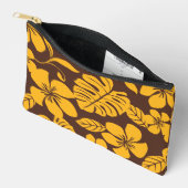 ブラウン/金ゴールドのピンクビキニ模様 アクセサリーポーチ (見開き)