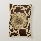 ブラウン&金ゴールドアニマルプリントアンティークチャーム アクセントクッション (裏面(縦))