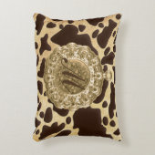 ブラウン&金ゴールドアニマルプリントアンティークチャーム アクセントクッション (正面(垂直))