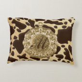ブラウン&金ゴールドアニマルプリントアンティークチャーム アクセントクッション (裏面)