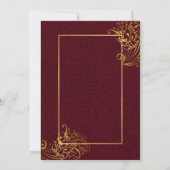 ブラウン&金ゴールドピーコックインディアン結婚式招待状 招待状 (裏面)