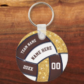 ブラウン、金ゴールド、ホワイトバレーボールのパーティーの好意 キーホルダー (正面)