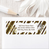 ブラウン、金ゴールド、白いストライプ差出人住所ラベル ラベル (インサイチュ)