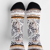 ブラウン、錆、ブラックアニマルプリントグラフィックス ソックス (上部)