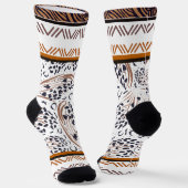 ブラウン、錆、ブラックアニマルプリントグラフィックス ソックス (傾斜あり)