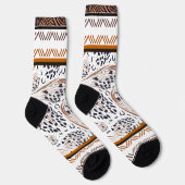 ブラウン、錆、ブラックアニマルプリントグラフィックス ソックス (右)