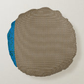 ブラウン，長方形，木，ベージュ，グレー，金ゴールド,フォント, t ラウンドクッション (裏面)