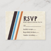 ブラウン、青い対角線ストライプバー（ユダヤ教の）バル・ミツバーRSVPカード アドバイスカード (正面)