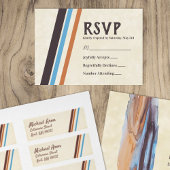 ブラウン、青い対角線ストライプバー（ユダヤ教の）バル・ミツバーRSVPカード アドバイスカード