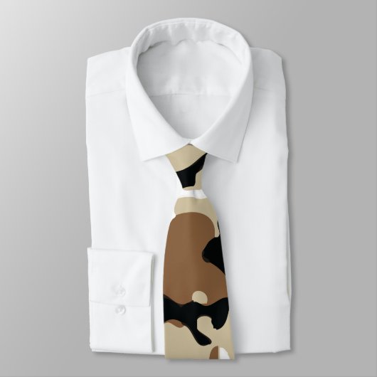 ブラウン、黒及びタンの軍隊の迷彩柄 ネクタイ (タイ)