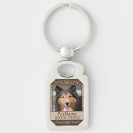 ブラウンCalligraphの渦巻カスタムなペット悔やみや弔慰 キーホルダー