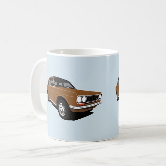 ブラウンDatsunのブルーバード1600年(510)、2つのイメージ コーヒーマグカップ (正面左)
