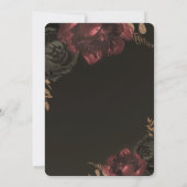 ブラウンMoody暗いフローラ金ゴールド緑のブライダル 招待状 (裏面)