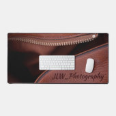 ブラウンUnzippedレザーフェイクカスタマイズ可能 デスクマット (キーボード&マウス)