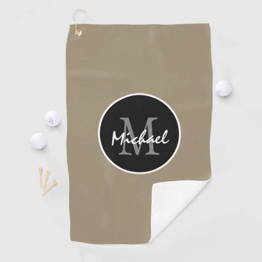 ブラエレガントウンブラックパーソナライズされたモノグラムメンズ ゴルフタオル (インサイチュ)