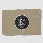 ブラエレガントウンブラックパーソナライズされたモノグラムメンズ ゴルフタオル (横)