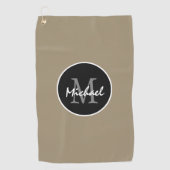 ブラエレガントウンブラックパーソナライズされたモノグラムメンズ ゴルフタオル (正面)