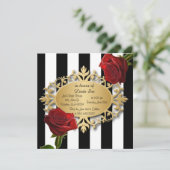 ブラエレガントックアンドホワイトストライプのバラ 招待状 (スタンド正面)