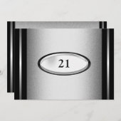 ブラエレガントックシルバストライプー21歳の男性 招待状 (正面/裏面)